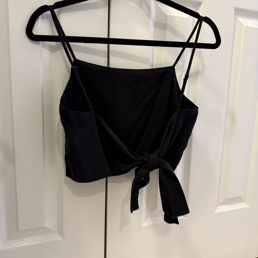 Chic Black Tie-Back Crop Top